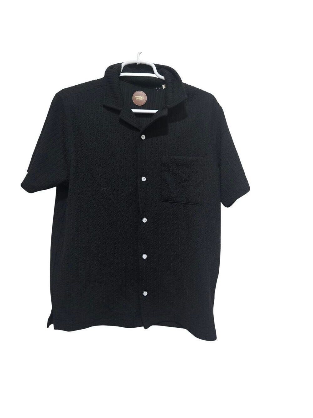 Common People Black Textured Button Down Shirt Mens Small Stretch